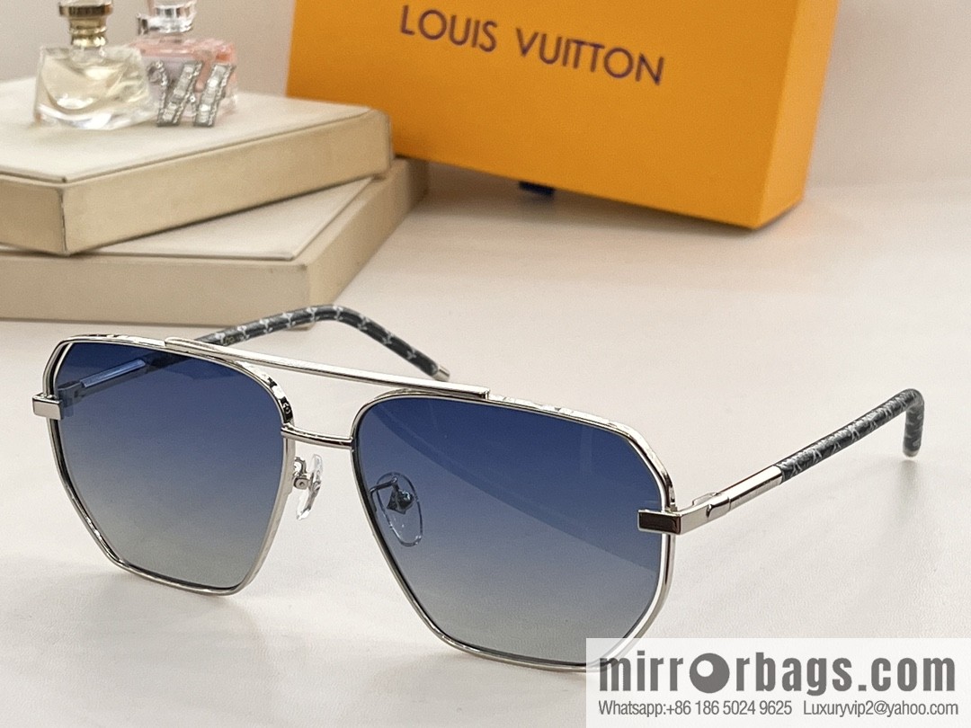 LV Louis Vuitton lambskin hemmed temple men's sunglasses