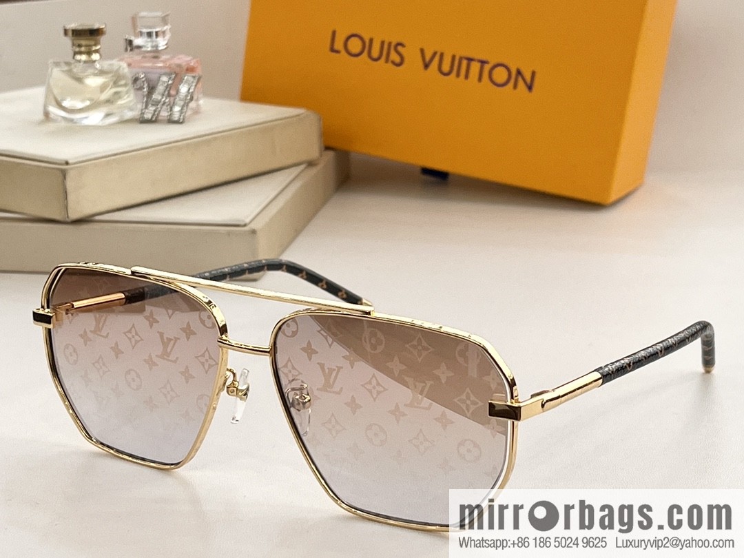 LV Louis Vuitton lambskin hemmed temple men's sunglasses
