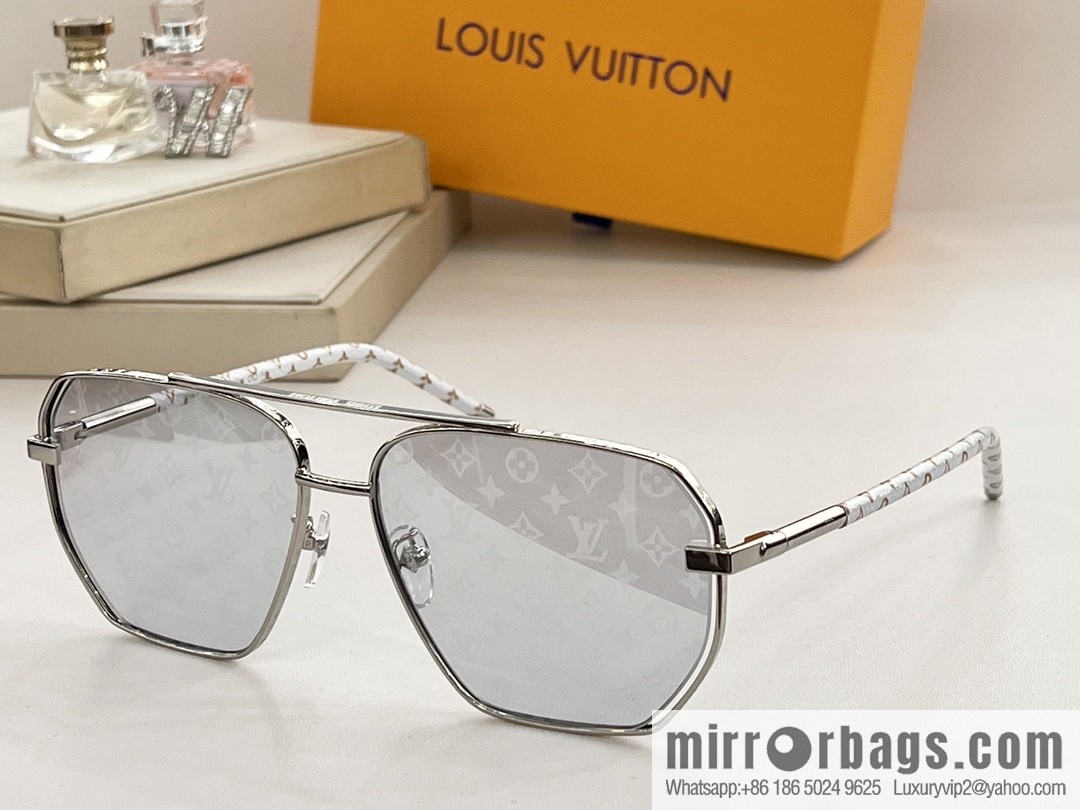 LV Louis Vuitton lambskin hemmed temple men's sunglasses