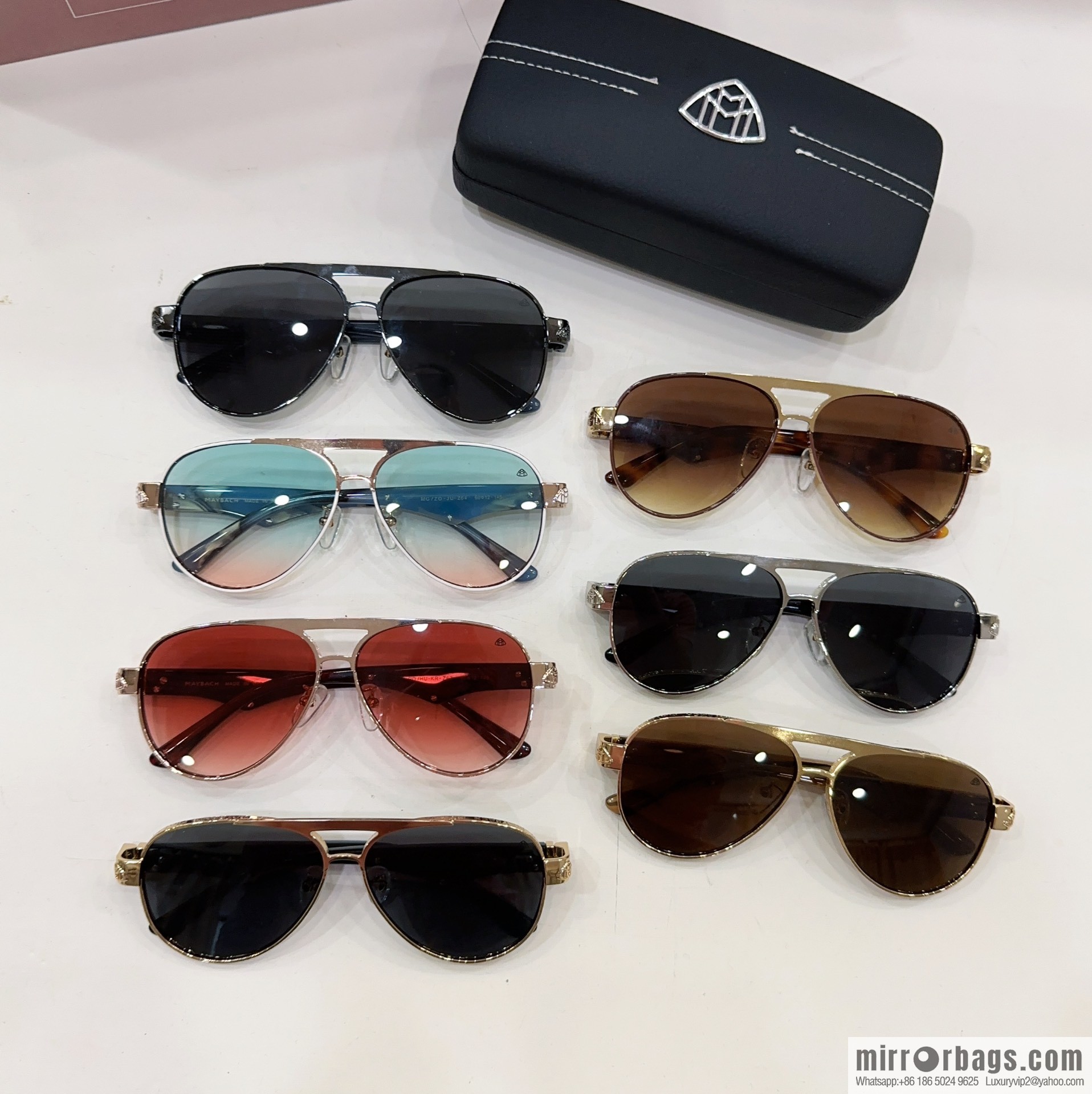 Maybach men's round-frame sunglasses