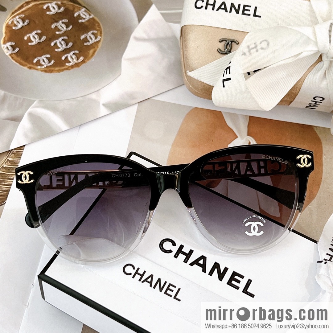 Chanel women's sunglasses with half circle drill letters