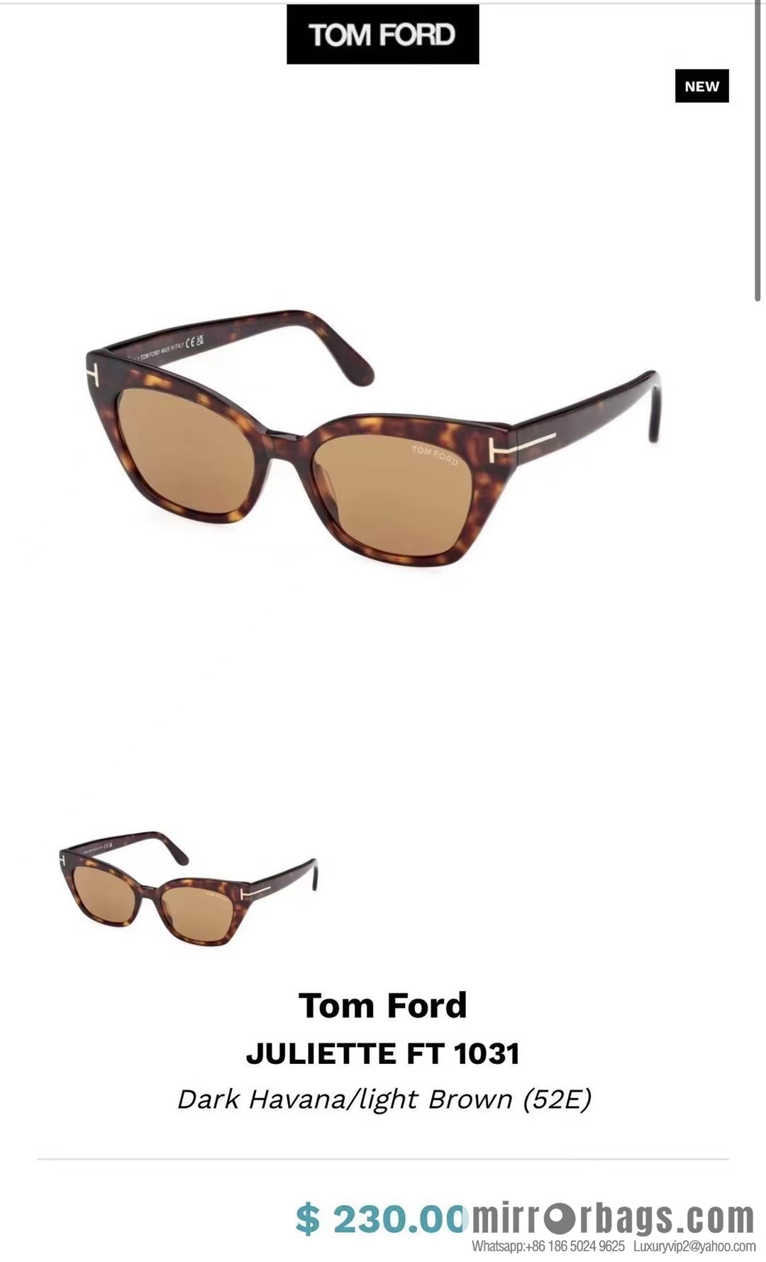 TOM FORD Tom Ford Square Unisex Sunglasses