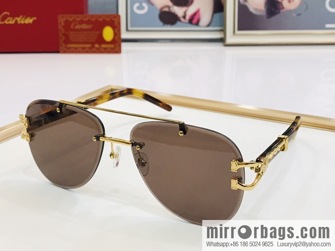 Cartier Rimless Oval Men's Sunglasses