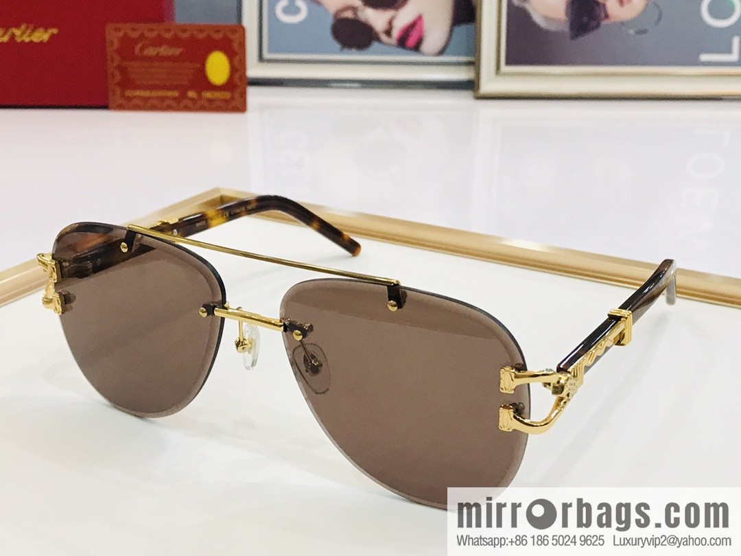 Cartier Rimless Oval Men's Sunglasses