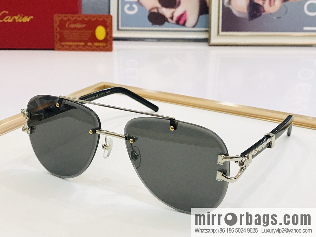 Cartier Rimless Oval Men's Sunglasses