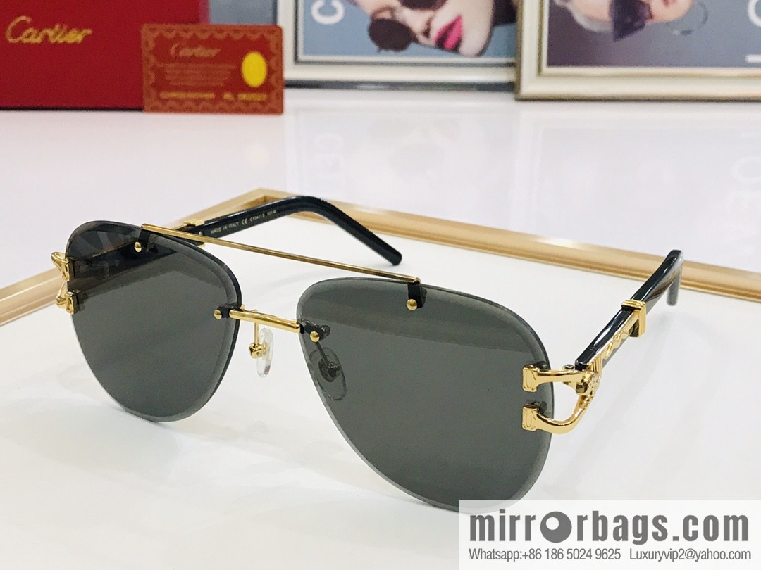 Cartier Rimless Oval Men's Sunglasses