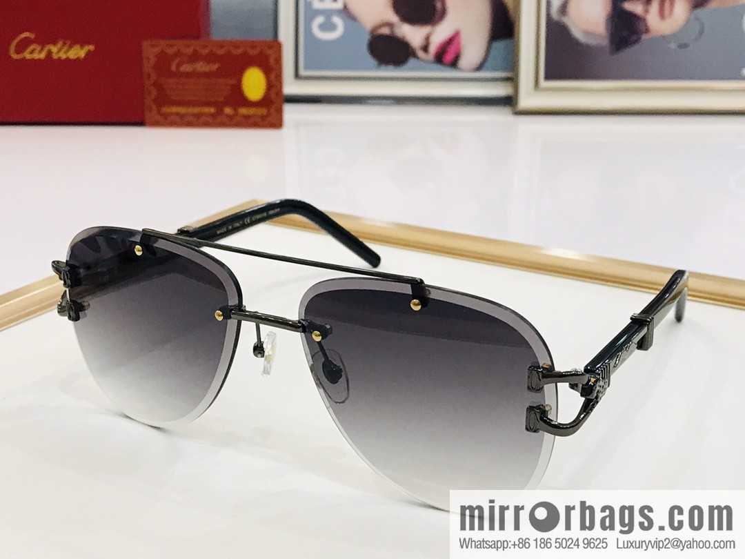 Cartier Rimless Oval Men's Sunglasses