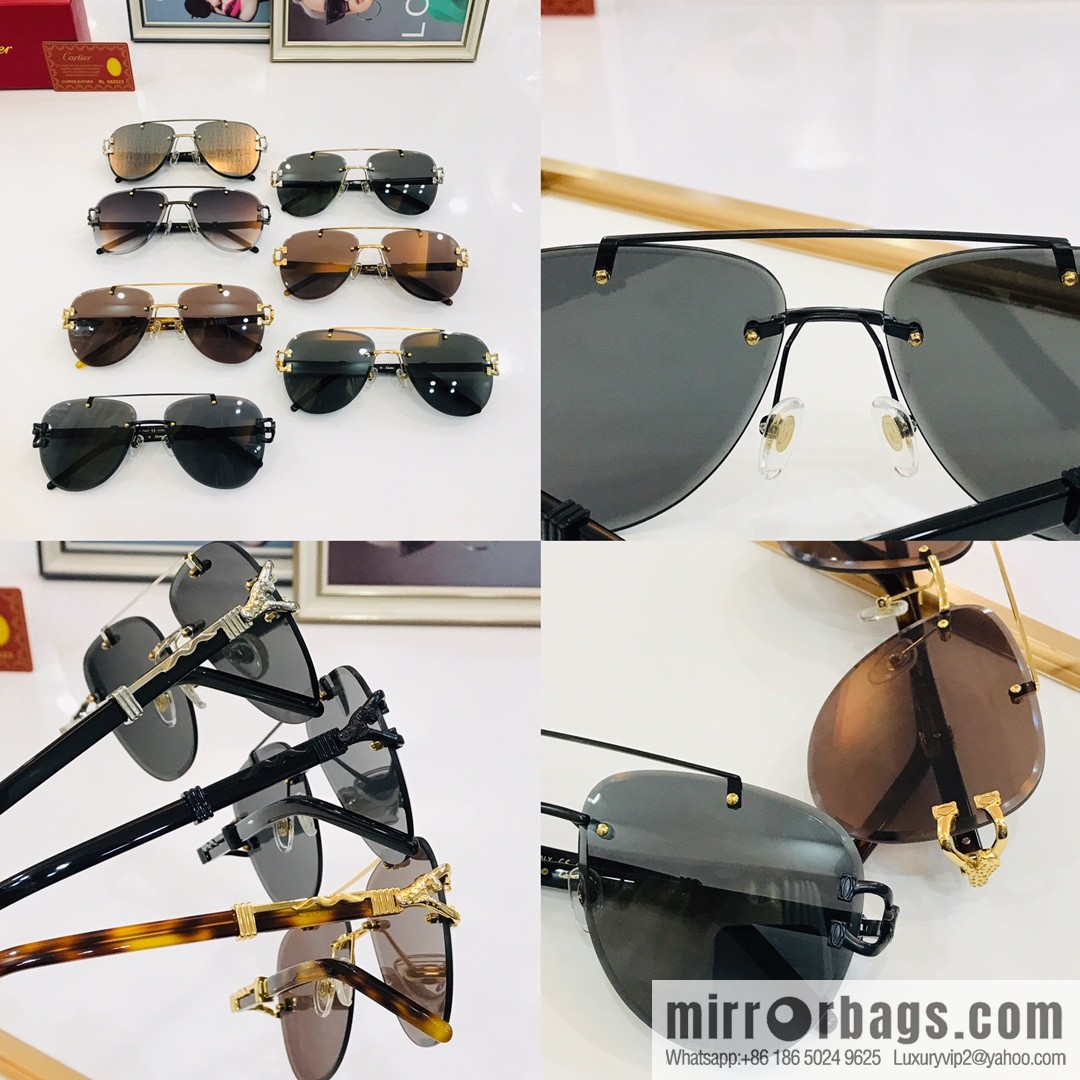 Cartier Rimless Oval Men's Sunglasses