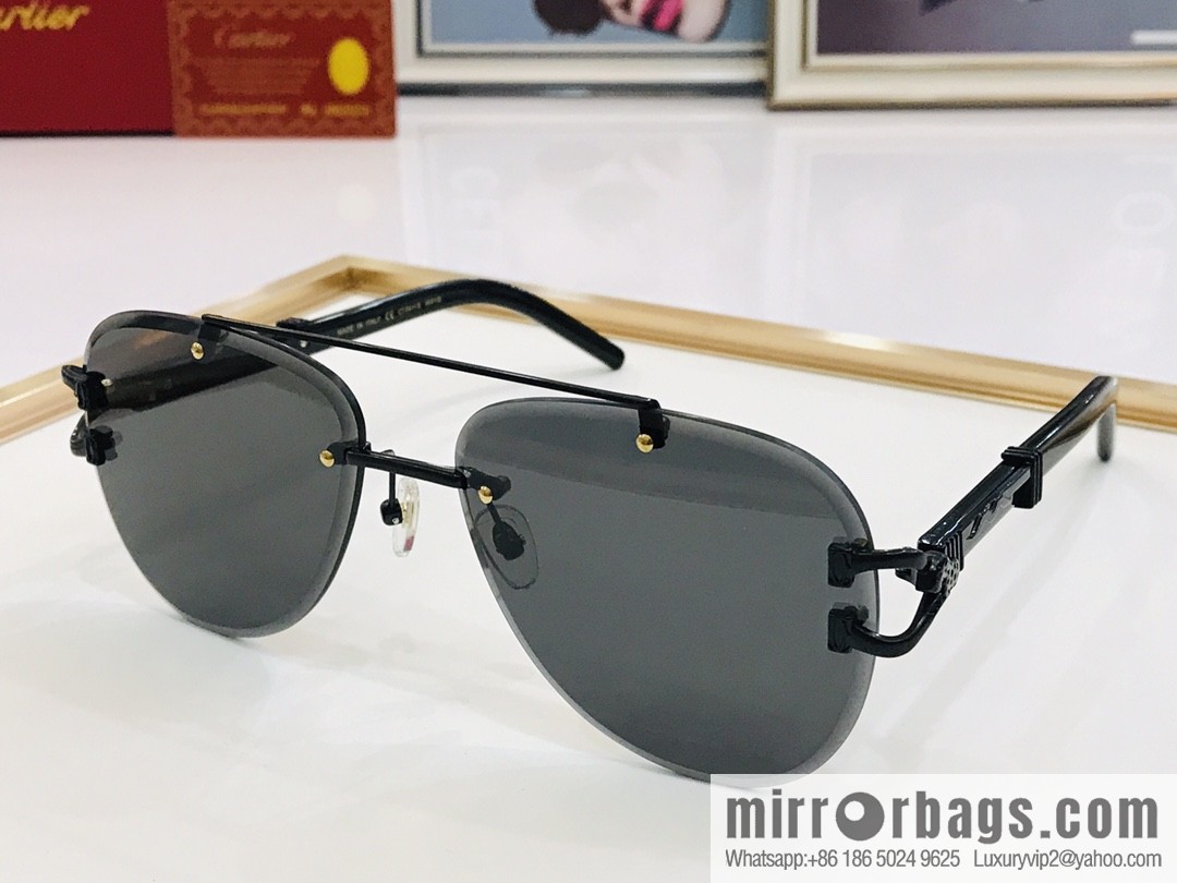 Cartier Rimless Oval Men's Sunglasses