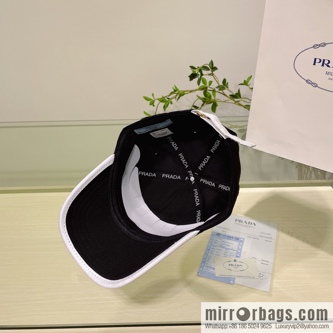 PRADA Prada new embroidered classic triangular label street cotton baseball cap