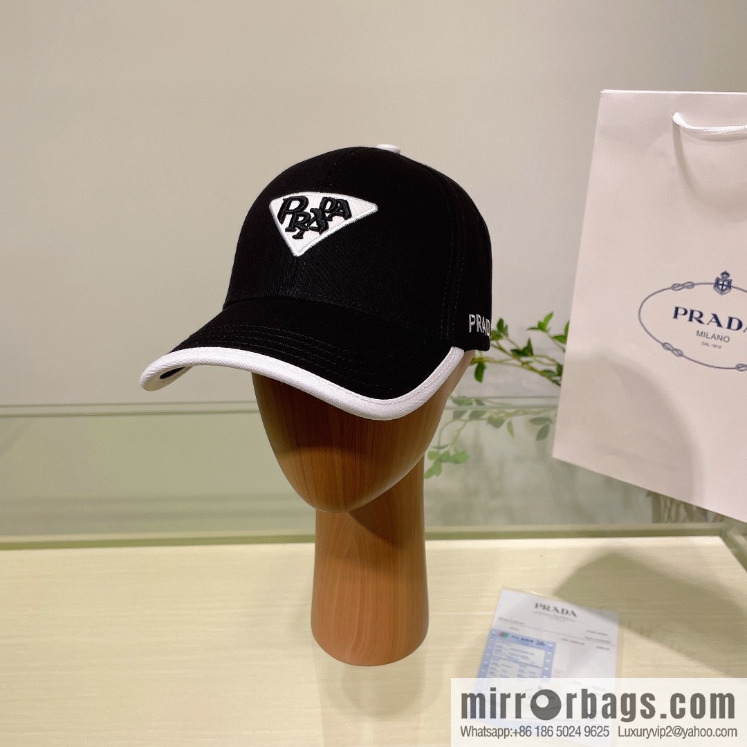 PRADA Prada new embroidered classic triangular label street cotton baseball cap