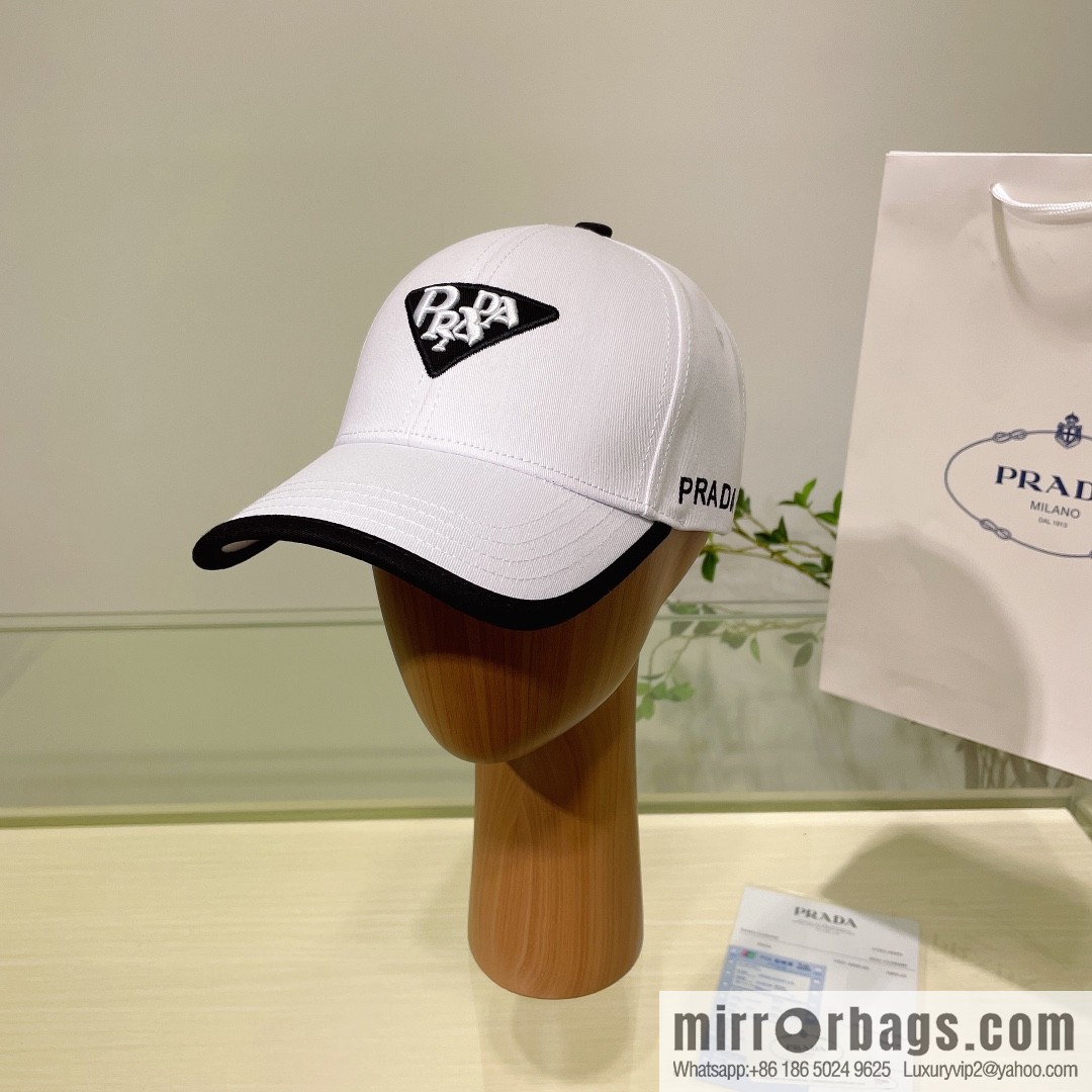 PRADA Prada new embroidered classic triangular label street cotton baseball cap