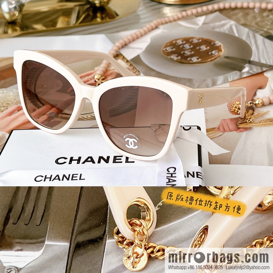 Chanel pearl chain women's sunglasses