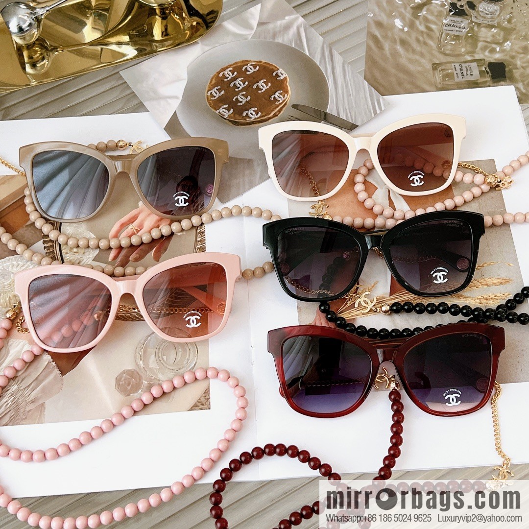 Chanel pearl chain women's sunglasses