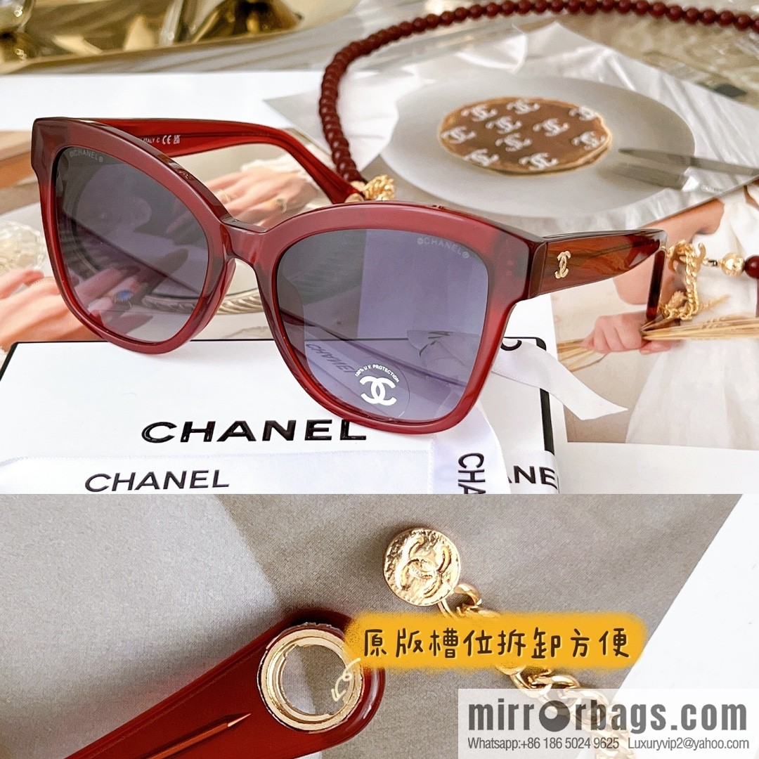 Chanel pearl chain women's sunglasses