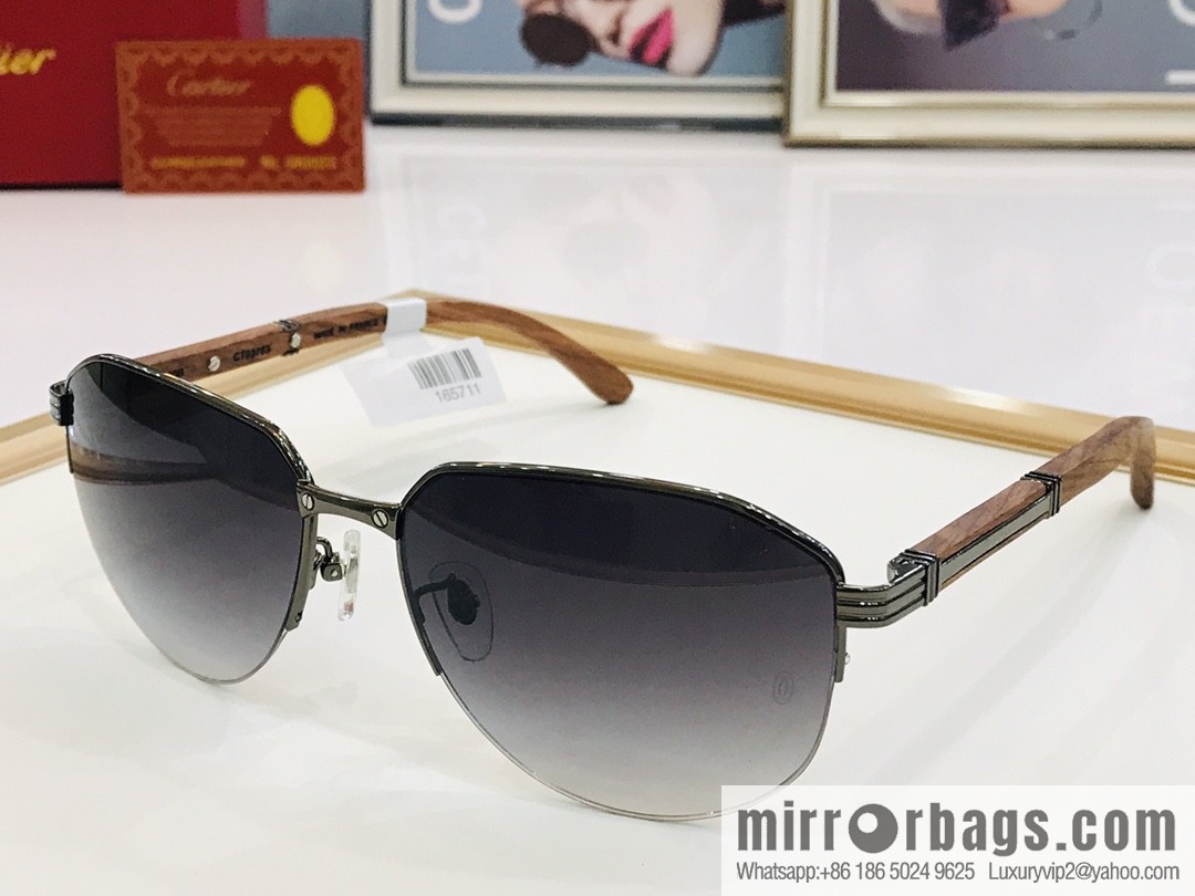 Cartier Wooden Temple Men's Sunglasses