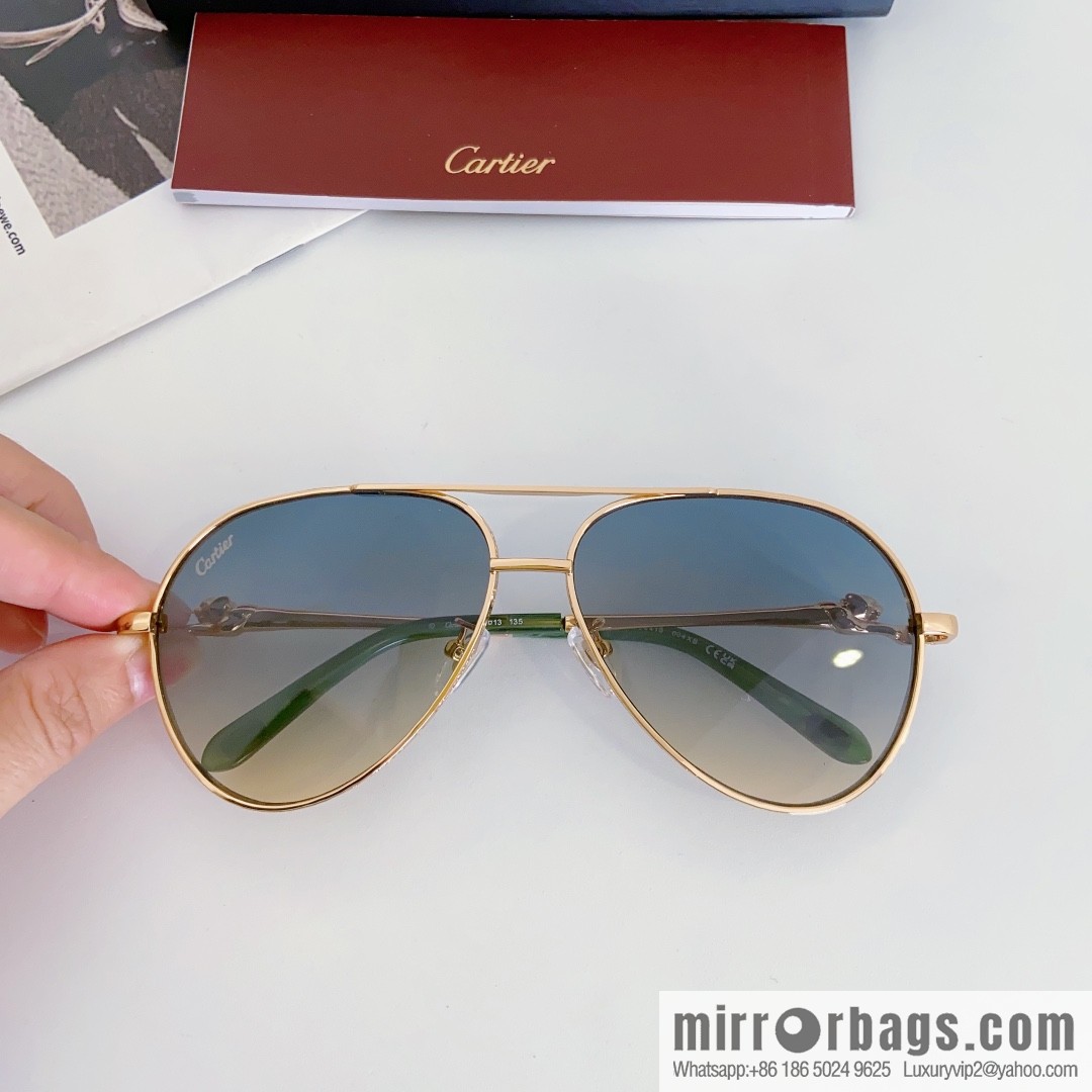 Cartier Metal Frame Unisex Sunglasses
