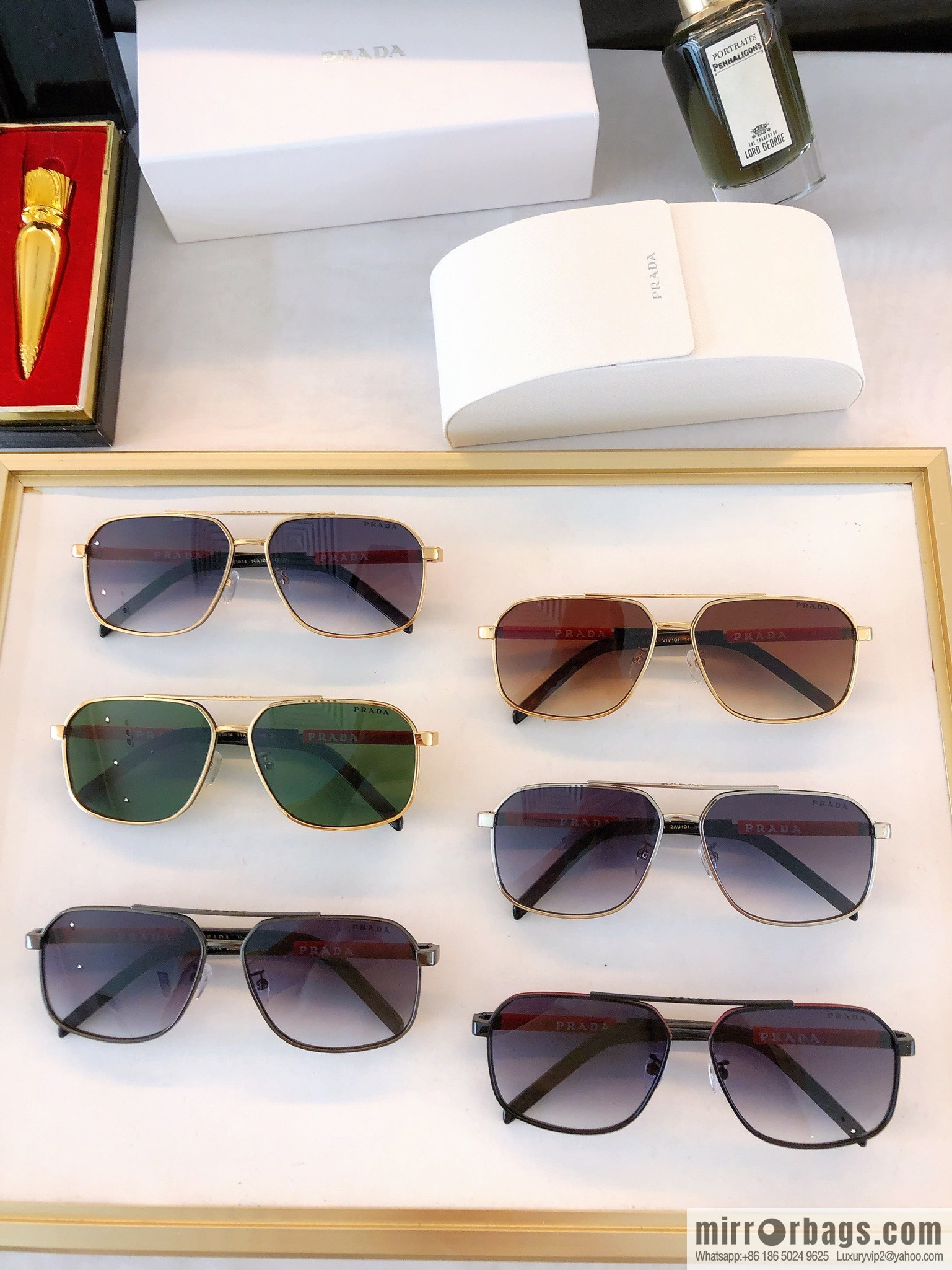 PRADA three-dimensional lettering engraved unisex sunglasses