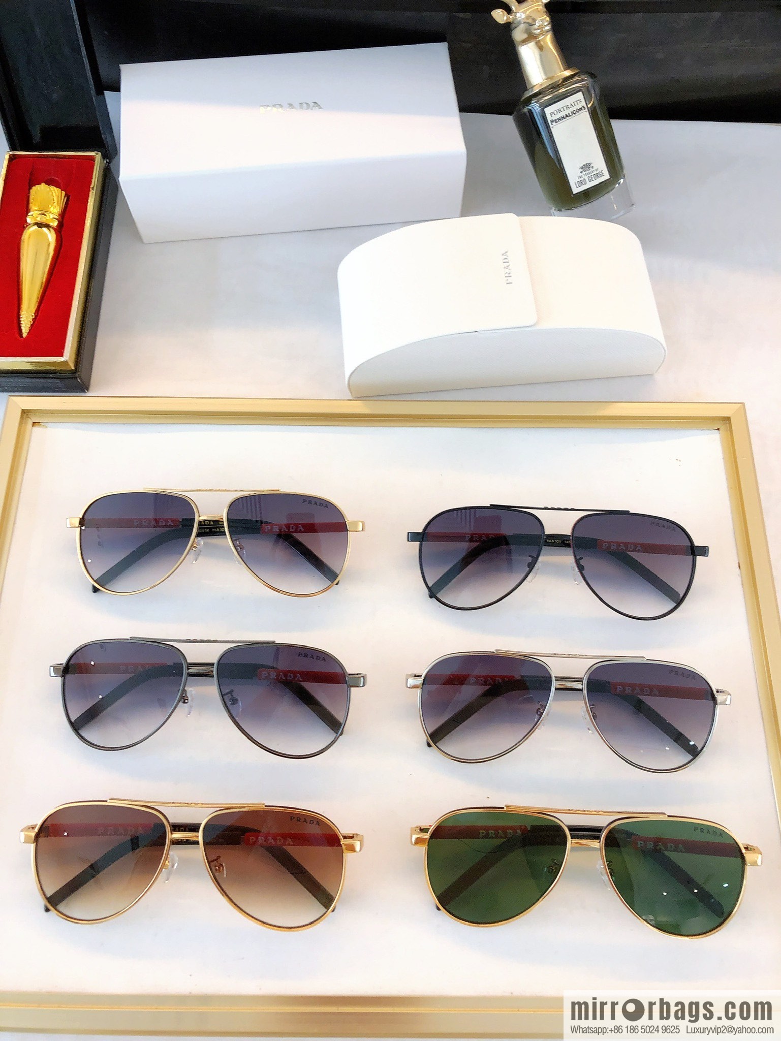 Prada colloid brand logo pilot toad mirror