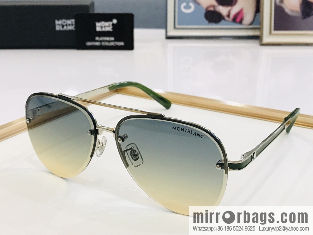 Montblanc Metal Half Frame Unisex Sunglasses