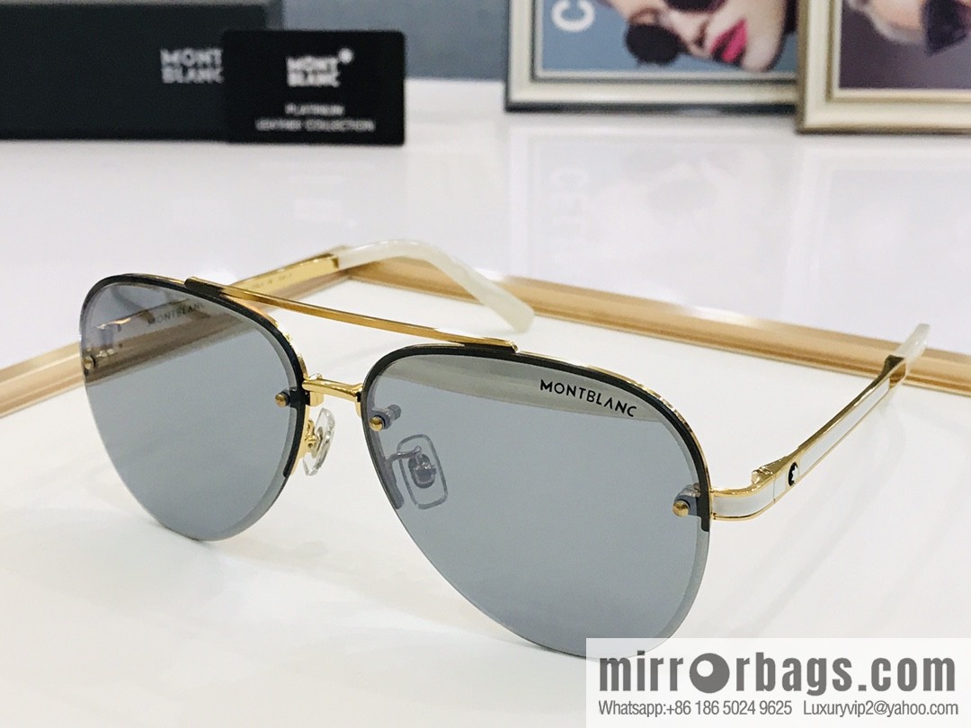 Montblanc Metal Half Frame Unisex Sunglasses