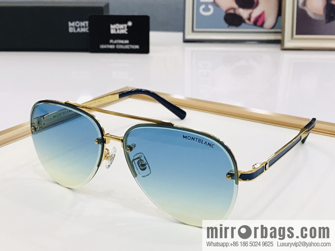 Montblanc Metal Half Frame Unisex Sunglasses