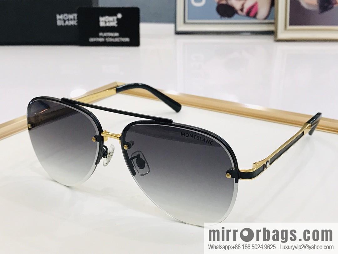 Montblanc Metal Half Frame Unisex Sunglasses