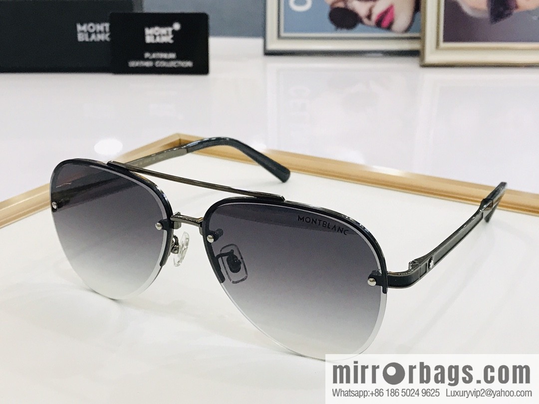 Montblanc Metal Half Frame Unisex Sunglasses