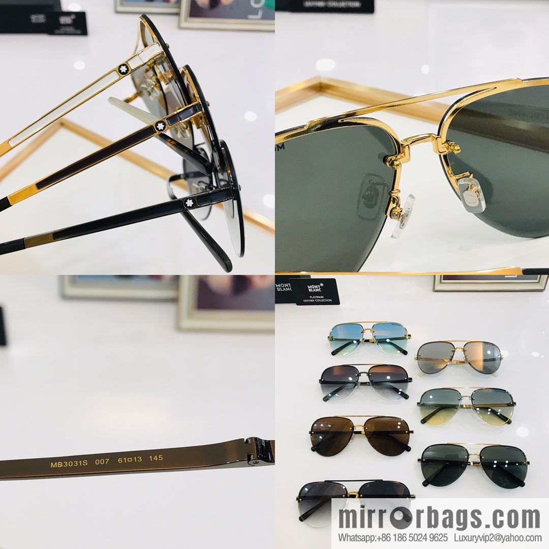 Montblanc Metal Half Frame Unisex Sunglasses