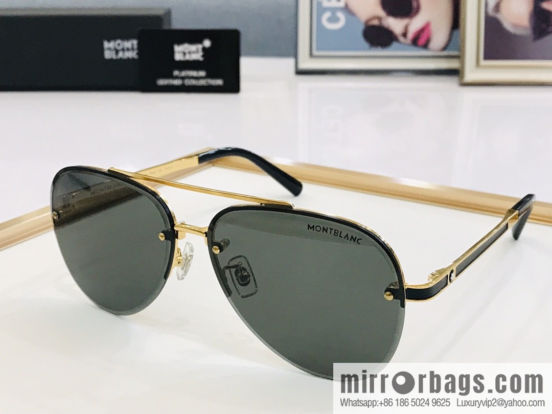 Montblanc Metal Half Frame Unisex Sunglasses
