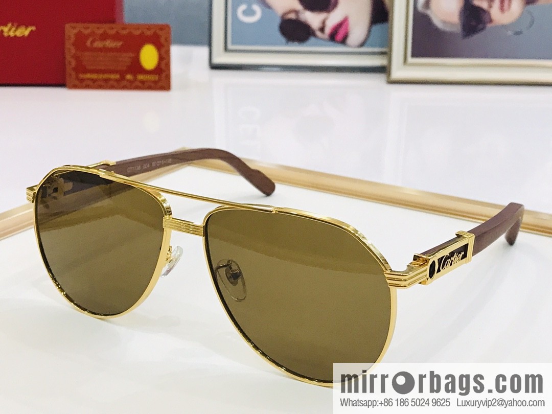 Cartier Metal Frame Unisex Sunglasses