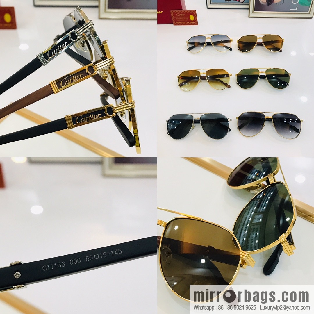 Cartier Metal Frame Unisex Sunglasses