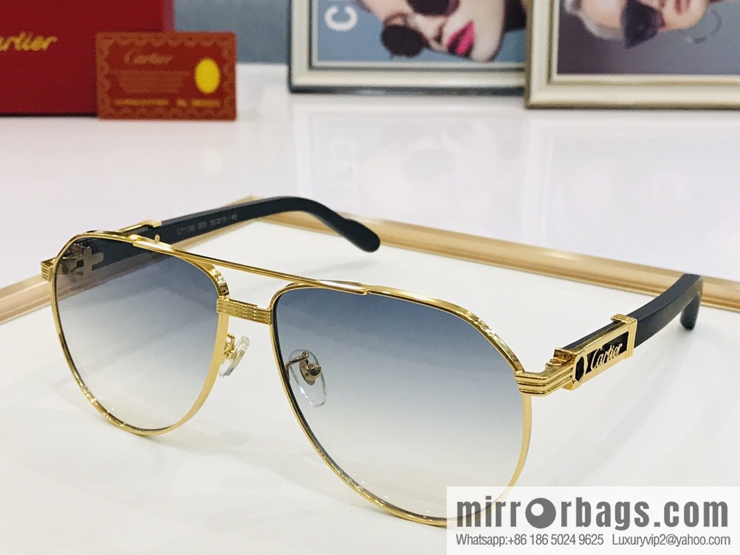 Cartier Metal Frame Unisex Sunglasses
