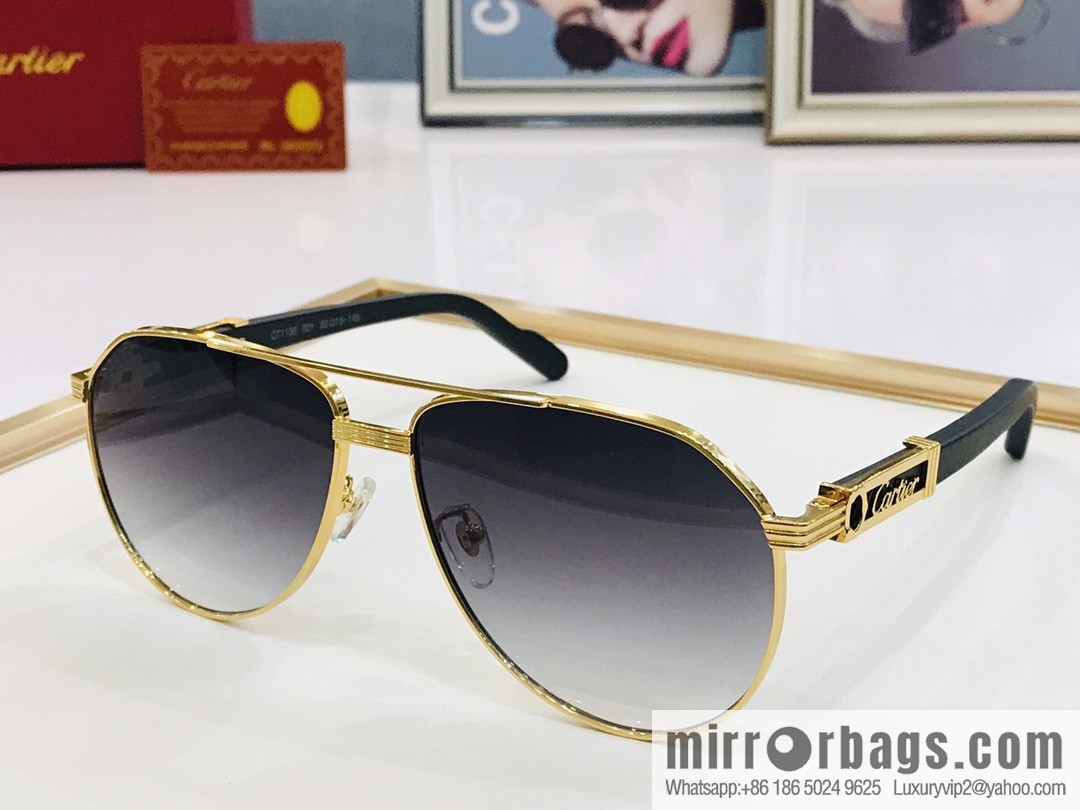 Cartier Metal Frame Unisex Sunglasses