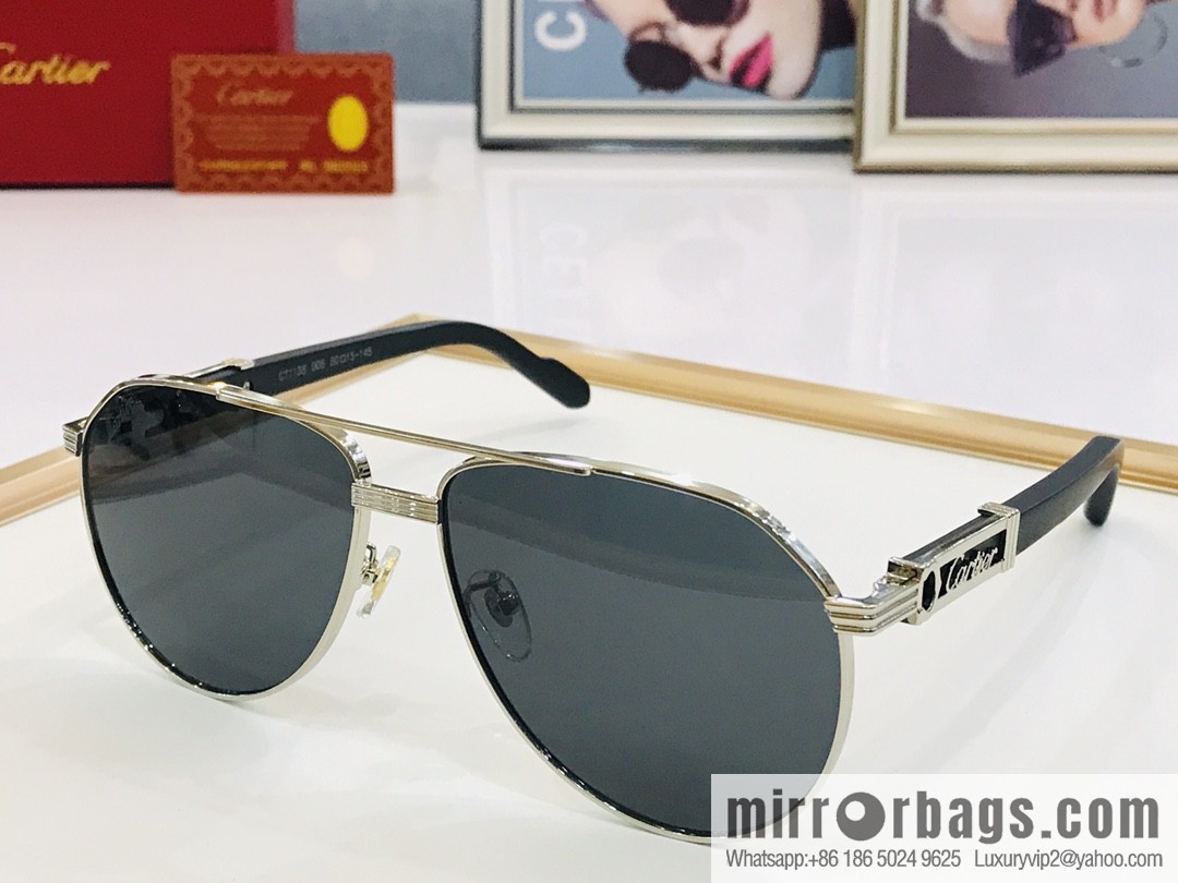 Cartier Metal Frame Unisex Sunglasses