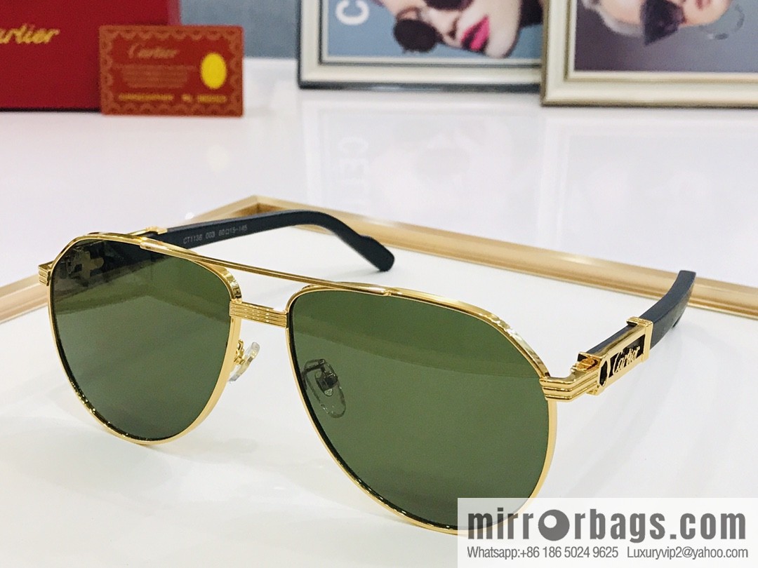 Cartier Metal Frame Unisex Sunglasses