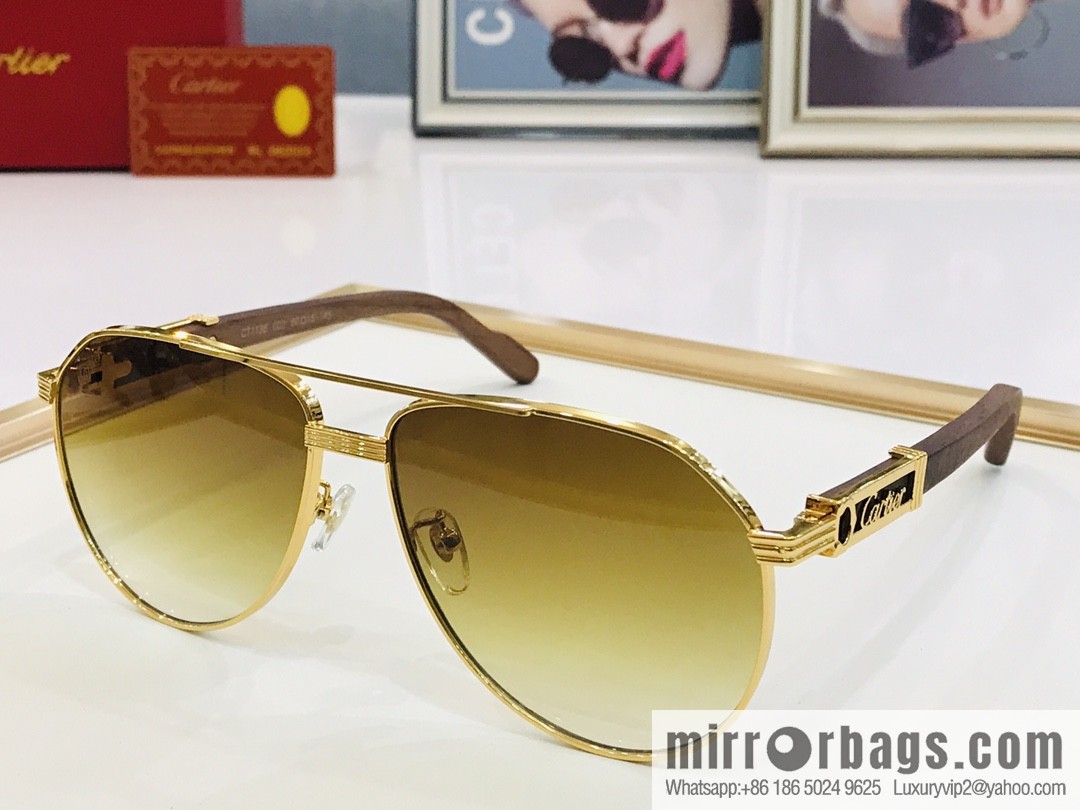 Cartier Metal Frame Unisex Sunglasses