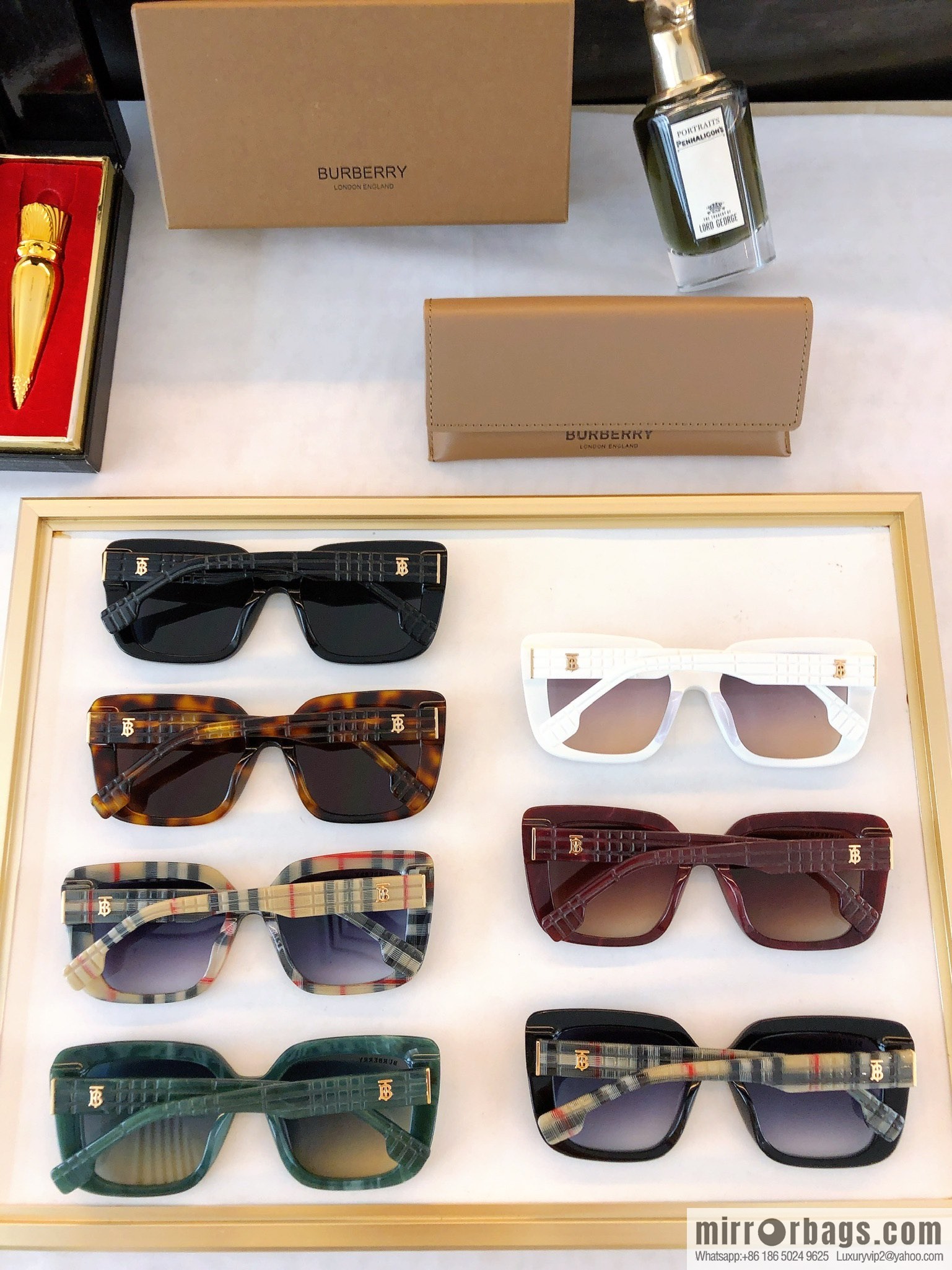 Burberry Burberry temple three-dimensional plaid women's sunglasses