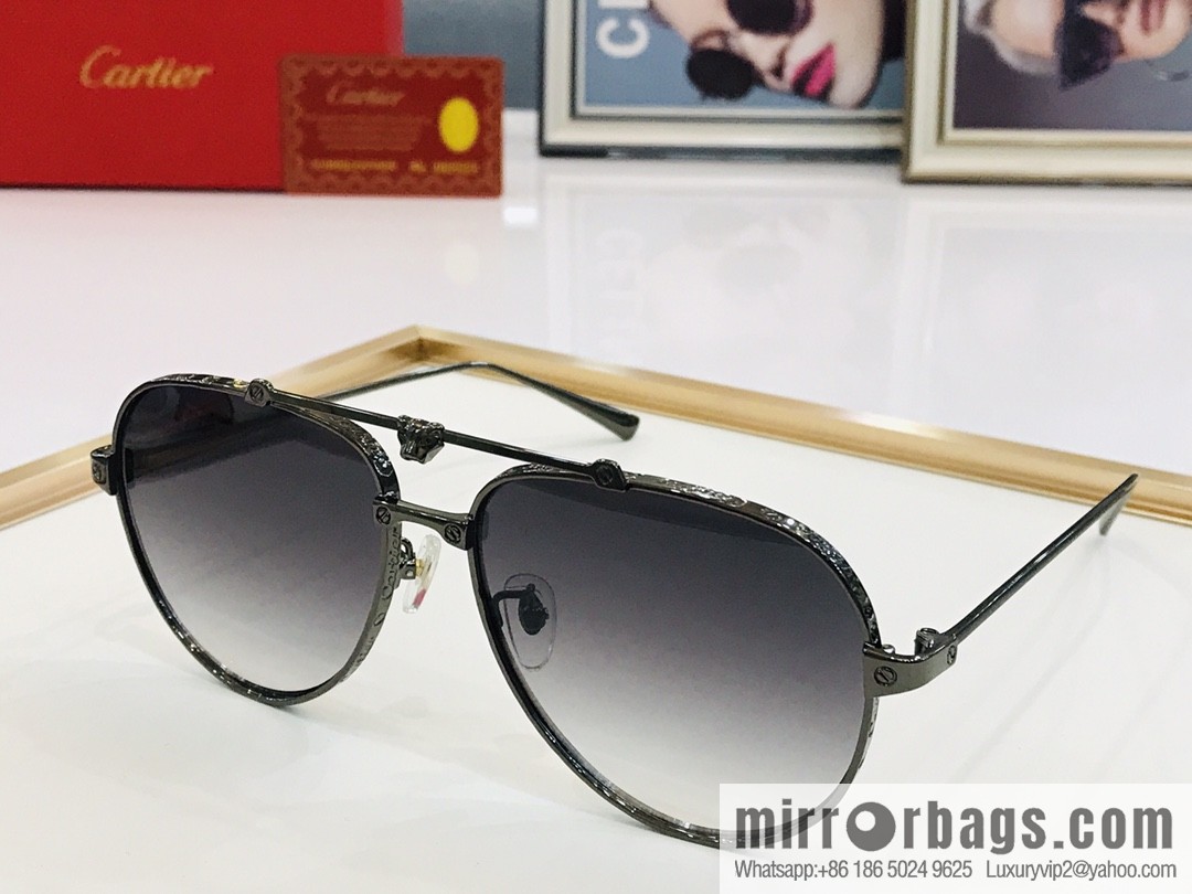 Cartier Metal Frame Unisex Sunglasses