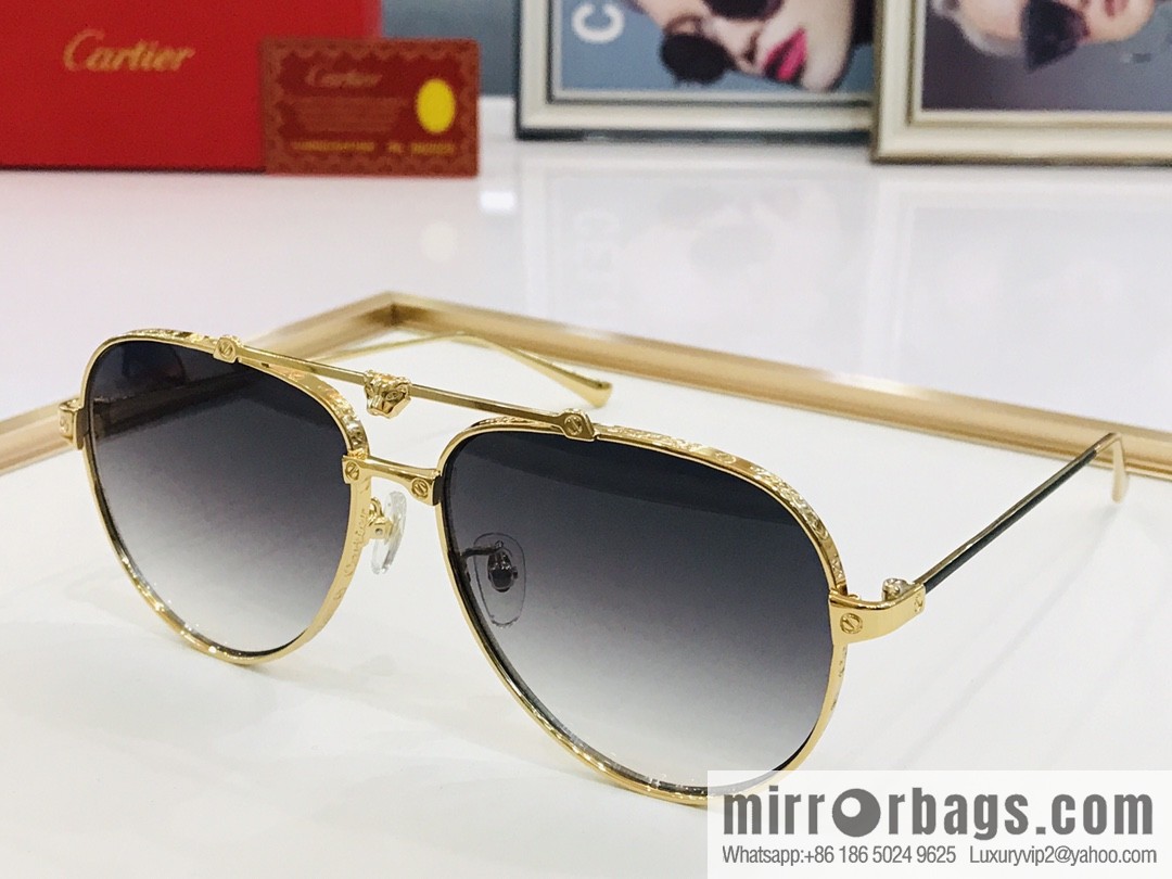Cartier Metal Frame Unisex Sunglasses