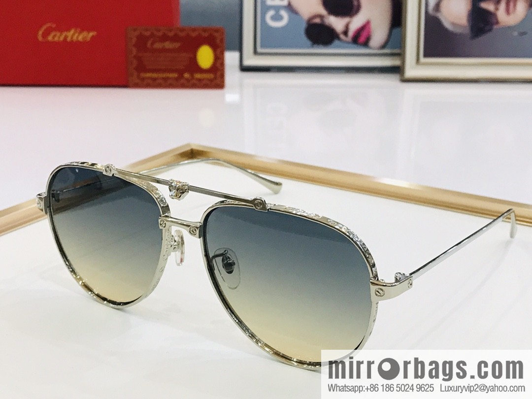 Cartier Metal Frame Unisex Sunglasses