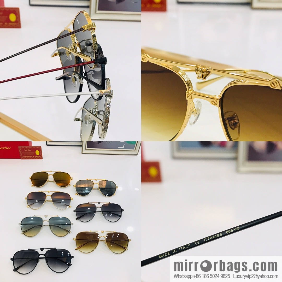Cartier Metal Frame Unisex Sunglasses