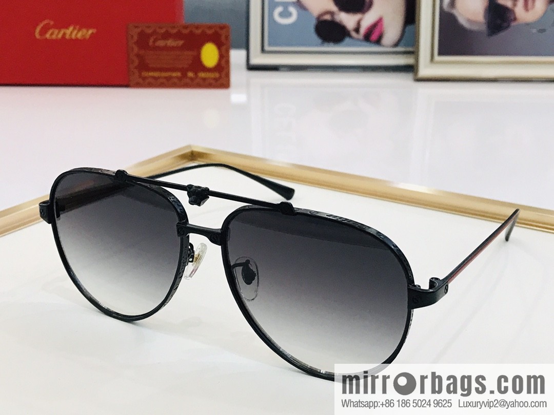 Cartier Metal Frame Unisex Sunglasses