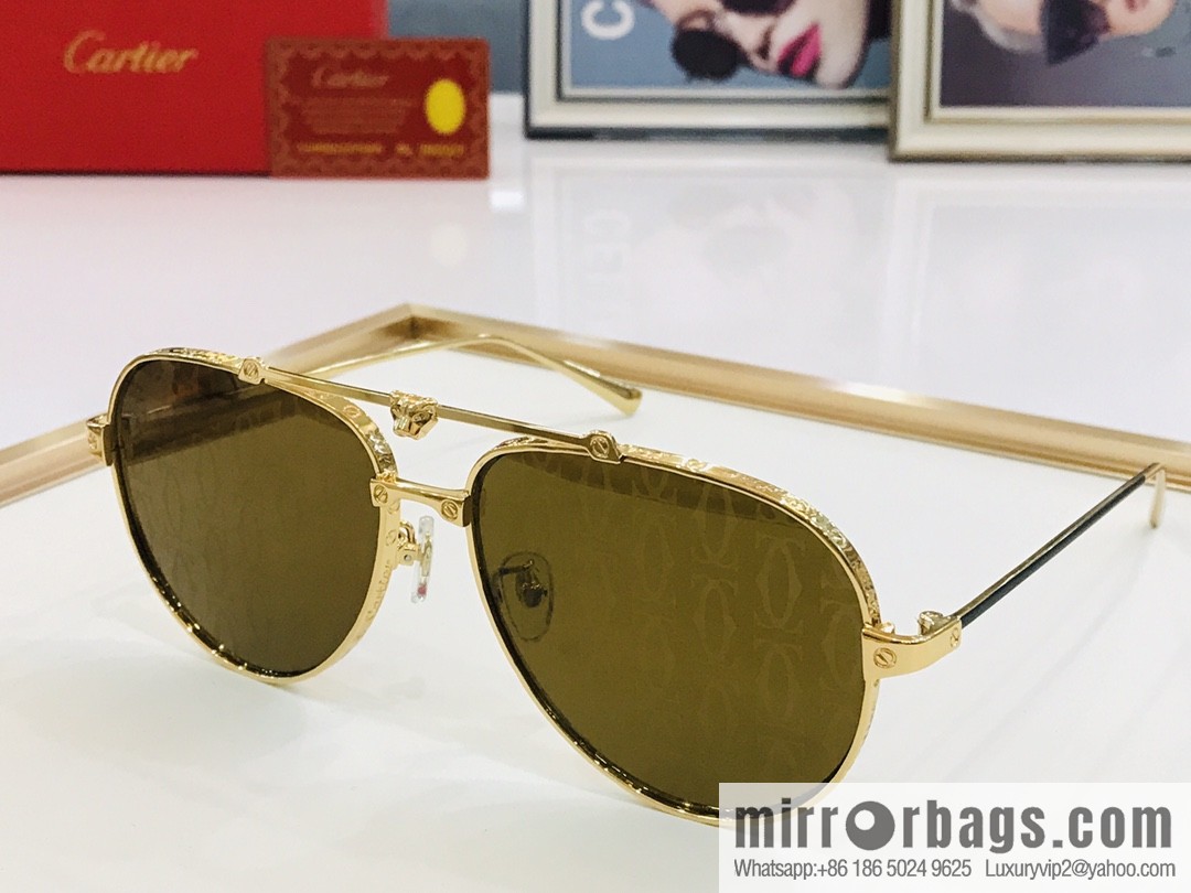 Cartier Metal Frame Unisex Sunglasses