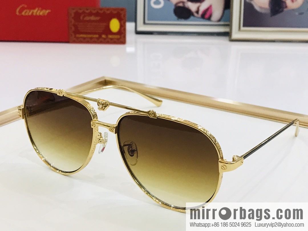 Cartier Metal Frame Unisex Sunglasses