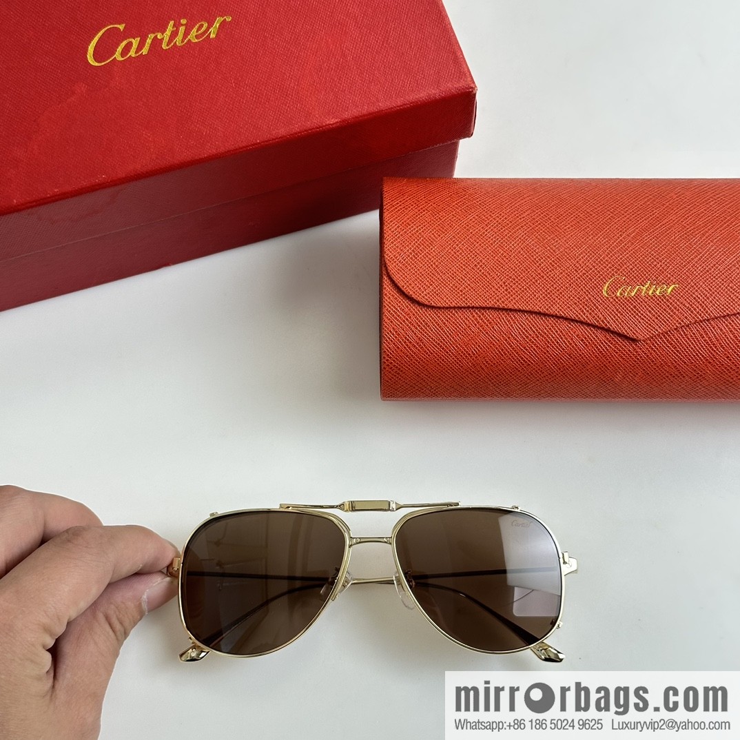 Cartier Metal Frame Unisex Sunglasses Cartier