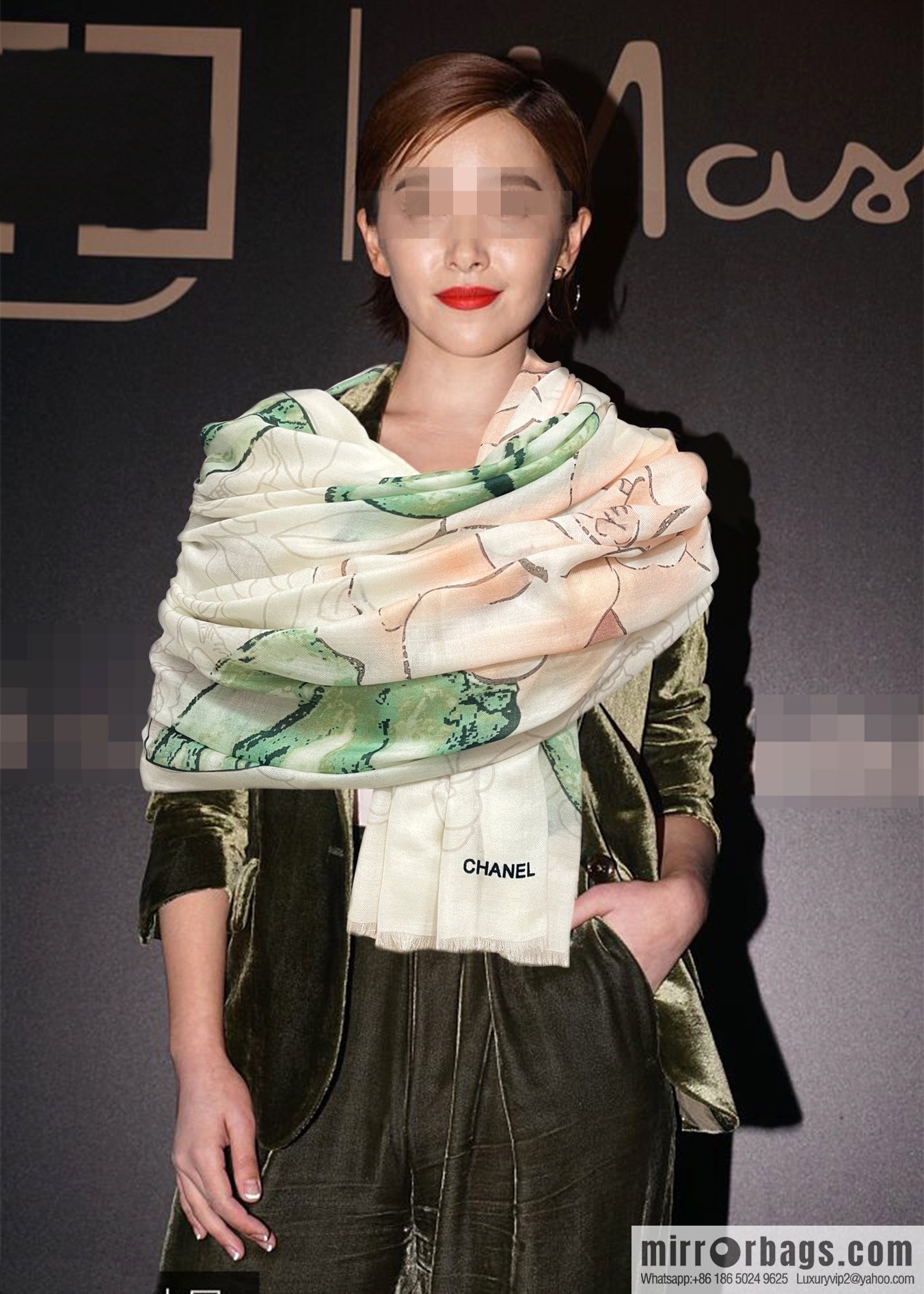 Chanel double-sided ring velvet long towel