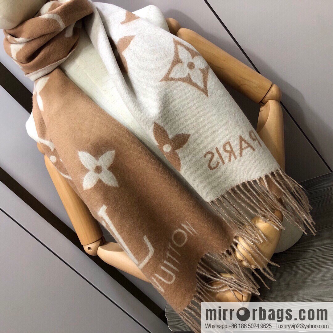 LV Louis Vuitton Monogram Floral and LV Letter Pattern Scarf