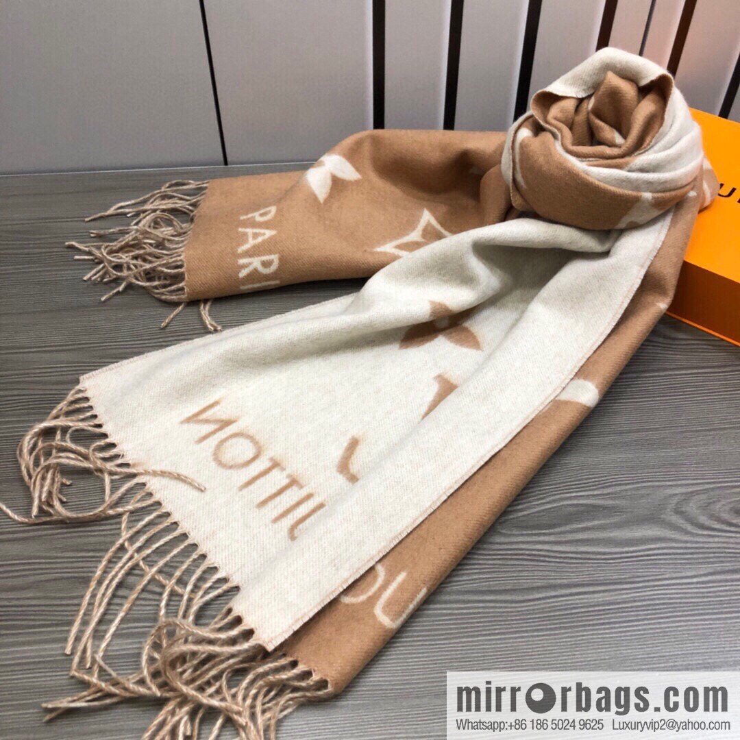LV Louis Vuitton Monogram Floral and LV Letter Pattern Scarf