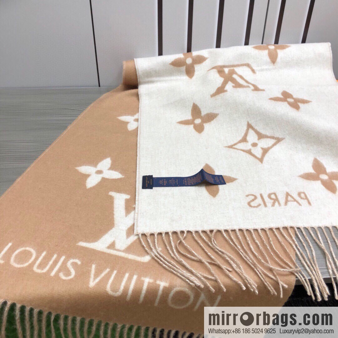 LV Louis Vuitton Monogram Floral and LV Letter Pattern Scarf